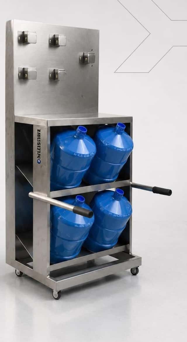 Carrinho em aço inox Caldesul para transporte de galões
